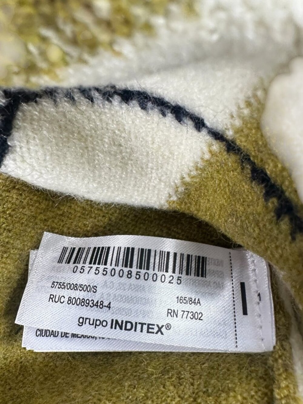 Zara Olive Green Argyle Sweater Vest Womens Small V-Neck Knit Preppy Cottagecore - Picture 6 of 7